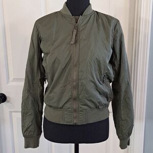 Gap Bomber Lined Lightweight Fight Cropped Jacket Coat With Front Pockets